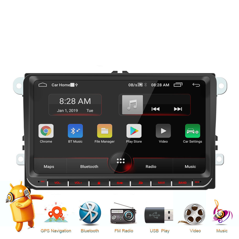 Reproductor de navegación GPS Android MP5 con carcasa variable color blanco para coche.