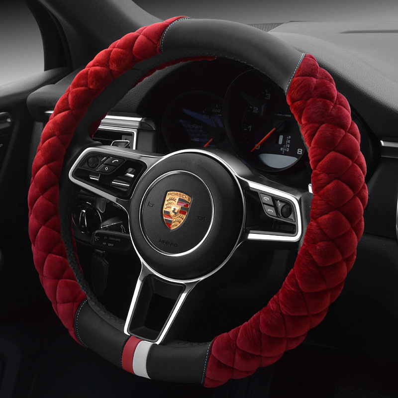 Funda universal para volante de coche, decoración de invierno, bonita, de felpa de 38 cm, con forma de huella de pie, protector de volante para automóvil y vehículo.