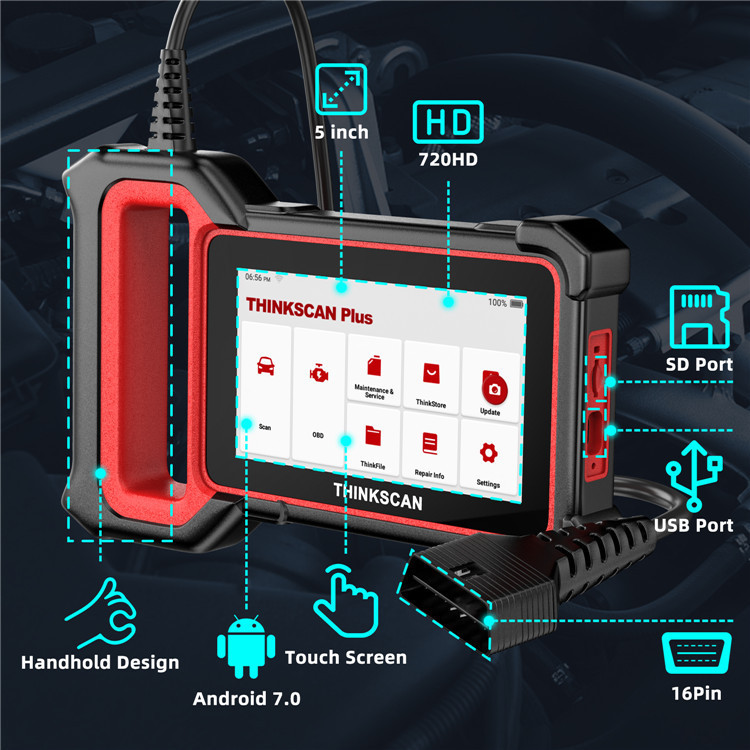 Escáner de diagnóstico automotriz para detección de sistemas ABS, SRS y ECM.