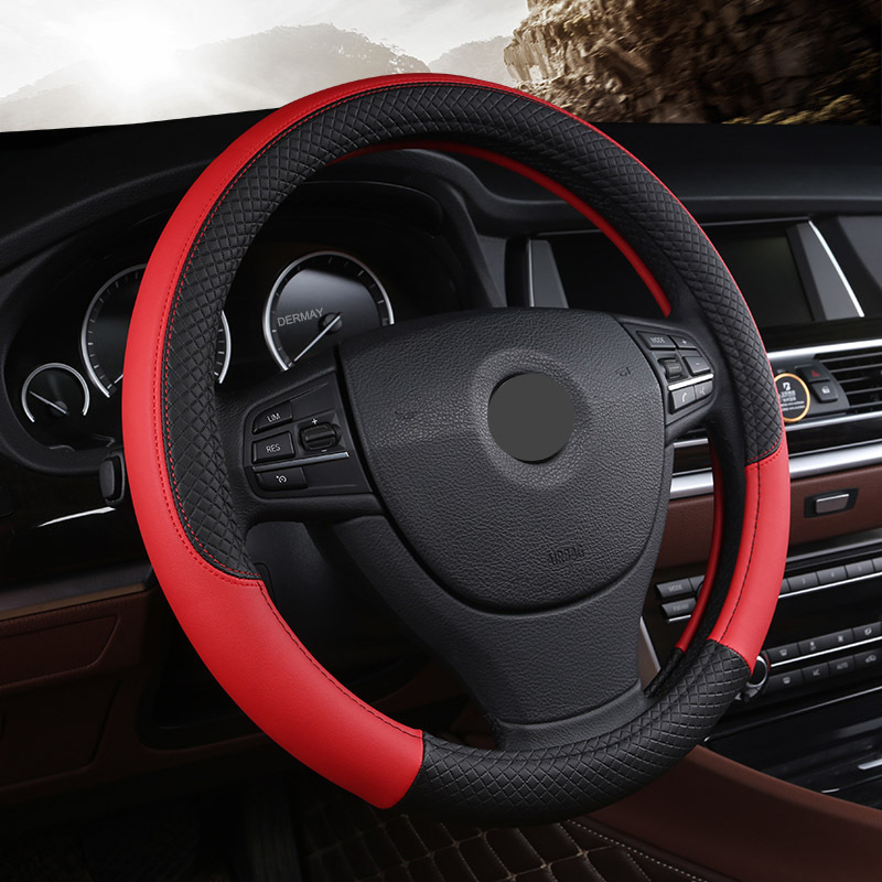 Funda universal de cuero para volante de coche.