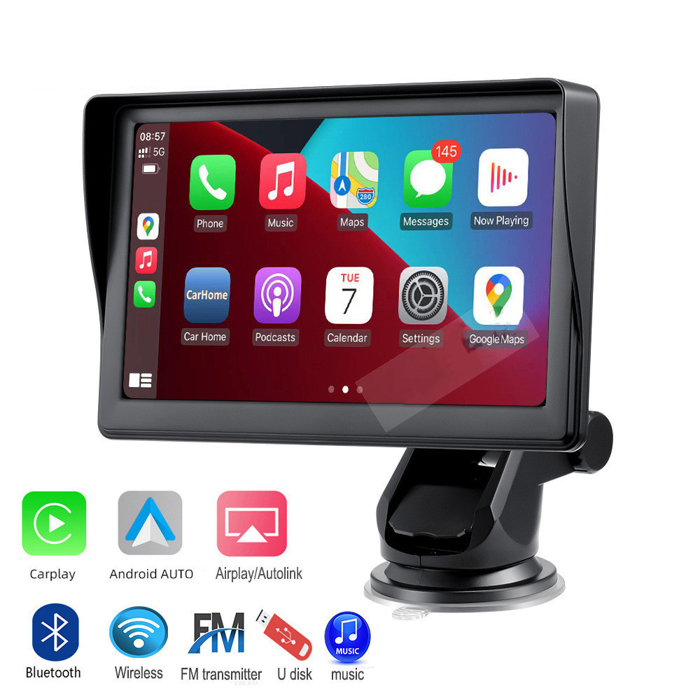 Pantalla inteligente IPS de 7 pulgadas para coche, CarPlay inalámbrico, proyección de teléfono móvil y navegación.
